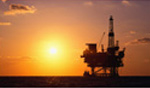 Offshore rig at sunrise