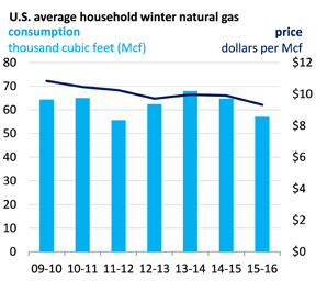 U.S. Average Household Winter Natural Gas Consumption 