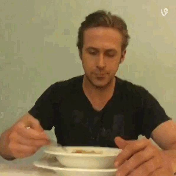 Ryan Gosling eating cereal GIF